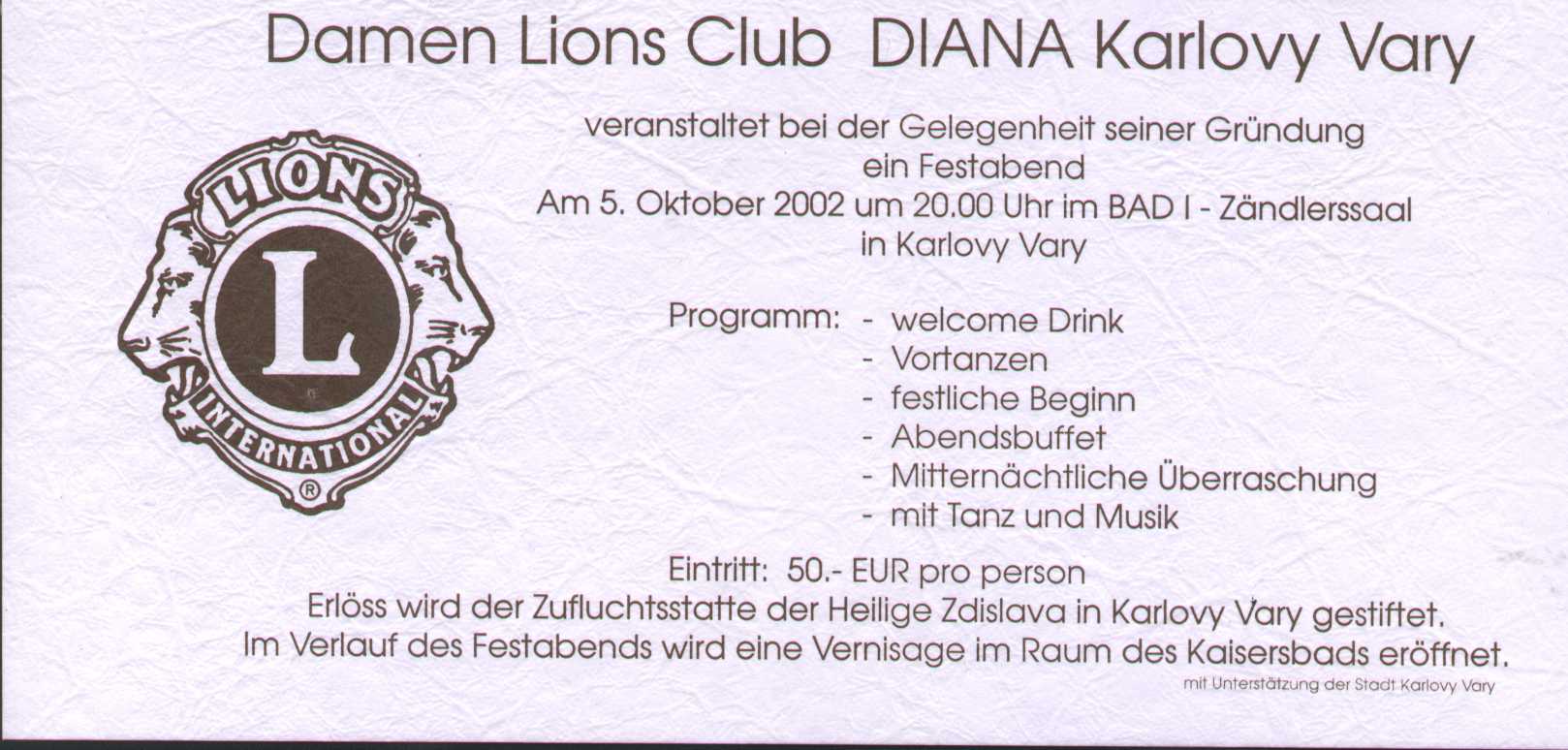 Festprogramm des LC Diana Karlovy Vary